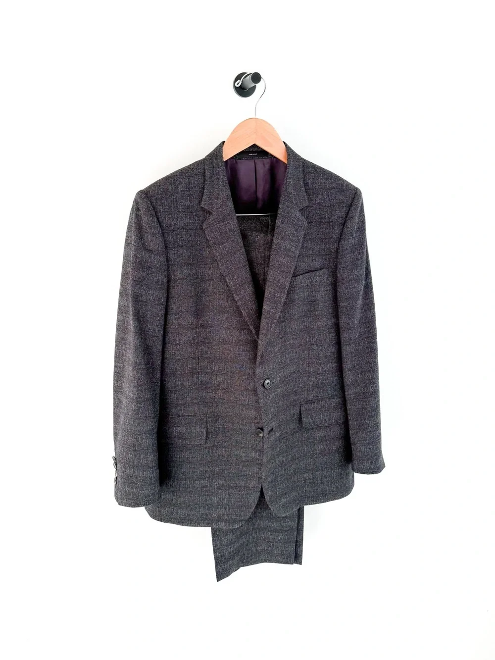 Paul Smith Soho Fit Textured Wool Suit Charcoal Dark Gray Textured Men's 42R